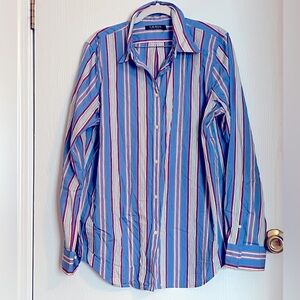 Lauren Ralph Lauren 100% Cotton Striped Button Down Shirt Size 14